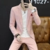 Bộ đồ ba mảnh nam phù hợp phiên bản Hàn Quốc của xu hướng Slim đẹp trai nam mùa thu stylist tóc nhỏ phù hợp với một bộ đồ - Suit phù hợp Suit phù hợp
