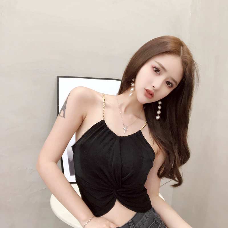 Mạng lưới màu đỏ với cùng một đoạn xã hội phát trực tiếp nhanh quần áo nữ neo quần áo gợi cảm ngắn dây đeo bên ngoài mặc mùa hè