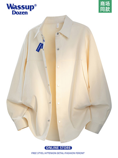 Wassup Dozen Retro Workwear Style Pure Cotton Long-Sleeved Shirt Men's Loose Casual Black Spring Jacket Top