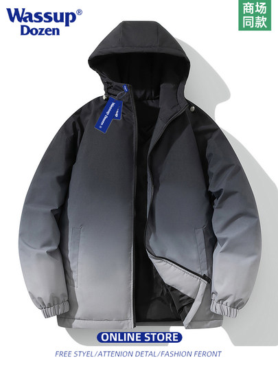 WASSUP DOZEN gradient hooded couple down jacket for men and women, new winter trendy brand thickened warm jacket