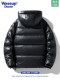 WASSUP DOZEN trendy black gold hooded shiny down jacket for men and women, winter warm loose coat for couples