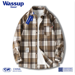 Wassup Dozen Plaid Shirt Jacket Men's Long-Sleeved 2025 New Striped Loose Casual Youthful Shirt
