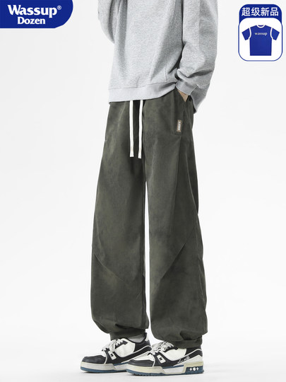 WASSUP DOZEN American retro dirty large size overalls men's autumn sports paratrooper pants design