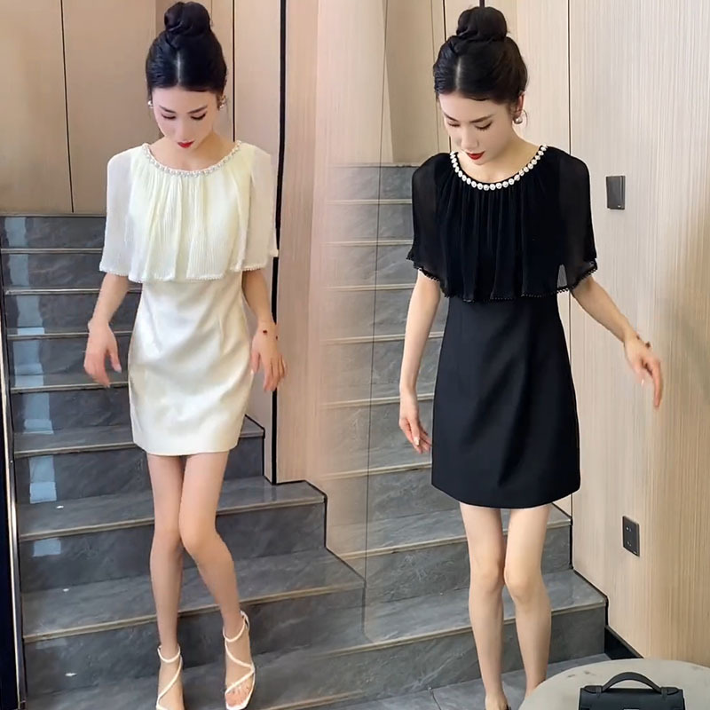 European Style 2024 Summer New Dress for Women with Shawl Design, Beaded, Elegant, Socialite, Petite, High-End Dress European Style 2024 Summer New Dress for Women with Shawl Design, Beaded, Elegant, Socialite, Petite, High-End Dress