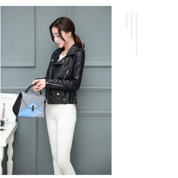 Áo khoác nữ nữ size lớn bằng da ve áo dài tay Slim cộng với áo khoác nhung dày Khóa kéo da Hàn Quốc áo khoác nữ áo da nữ xịn nhập khẩu