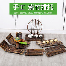Bamboo row bamboo plate dinner plate creative tableware personality private kitchen dish cold vegetable farmhouse clubhouse handmade bamboo plate