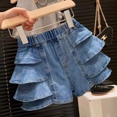 Юбки 女童时髦牛仔半身裙2023夏季新款韩版宝宝洋气蛋糕裙女孩休闲裙子