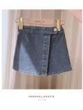 Летняя джинсовая юбка, детские шорты, модный комплект, штаны, в корейском стиле, в западном стиле