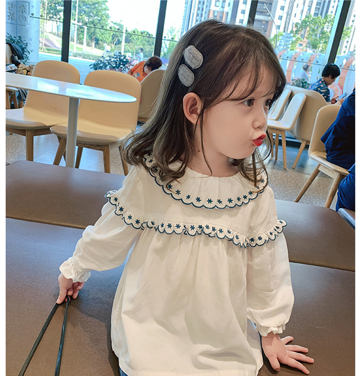 Children's clothing 2022 spring autumn new girl lotus leaf collar shirt female baby foreign pie long sleeve blouse children pure cotton shirt