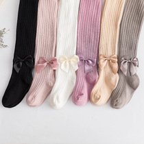 2021 autumn new girls leggings socks baby children Foreign style socks bow knit children pantyhose