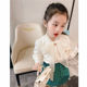 Girls' foreign style V-neck bottoming shirt 2022 spring new Korean version children's lace shirt baby net red top