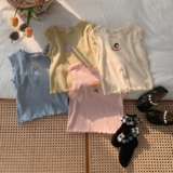 Детский мультяшный летний жилет без рукавов, дышащая детская футболка, в корейском стиле