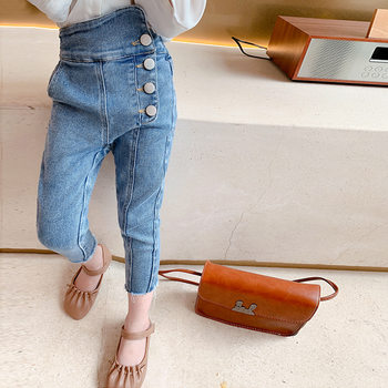 Girls' western-style skinny jeans 2023 spring new Korean version of children's net red trousers baby slim pants trendy