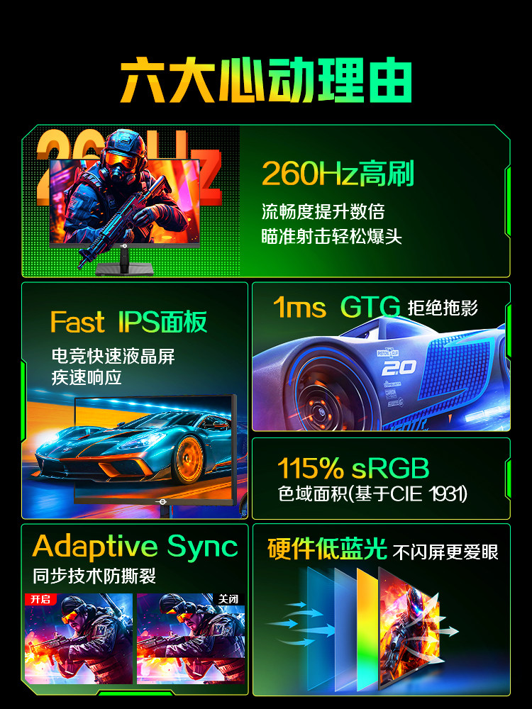 Titan Legion 24-Inch 260Hz Monitor P2510H Plus Computer 27 External Notebook 240 Screen 2K