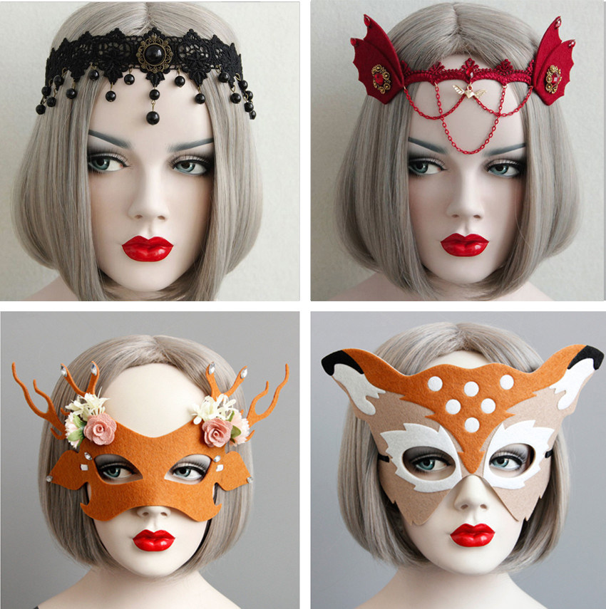 Popular fox deer animal half-face mask children male and female adult universal Christmas dance princess crown