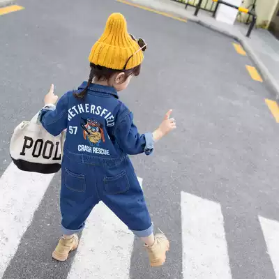 2021 Spring boys and girls baby denim tooling jumpsuit Spring and Autumn girls suit jumpsuit children's clothes