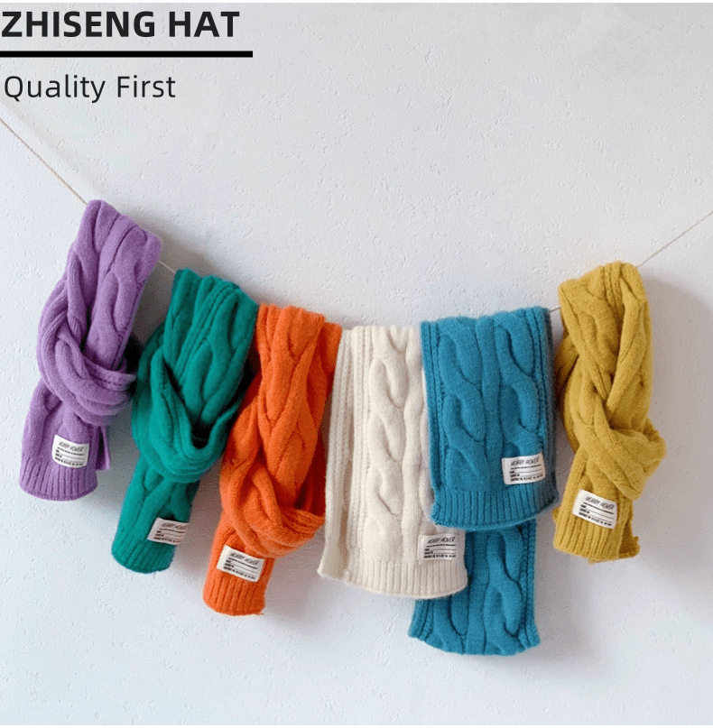 2021 New Fructose Pure Color Wool Thread Children Scarves for men and women Winter Baby Thickened Knit Warm Surround Neck 100 lap