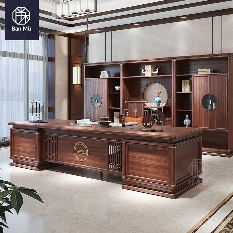 New Chinese style desk boss desk ebony solid wood taipantai chairman's office furniture set