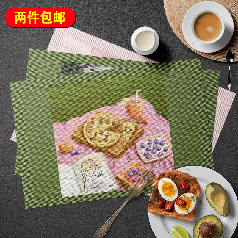 Oil painting Wind-ins wind insulation cushion PVC table anti-burn cushion waterproof and anti-oil dinner plate cushion Western dining cushion decoration cushion for home