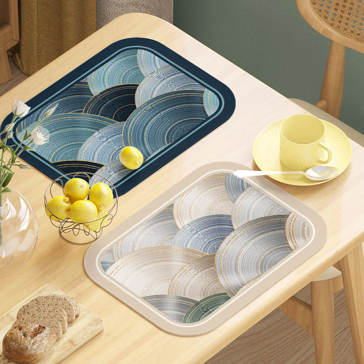 Light and luxurious abstract leather table cushion Western dining cushion small dining cushion waterproof and oil-proof and anti-scalding dinner plate bowl cushion day-style