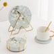 Fresh flowers and birds Ceramic heat-insulated anti-scalding dining table waterproof pot mat Nordic retro round water coaster anti-slip mat