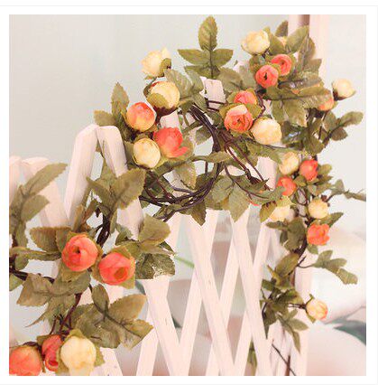 仿真小玫瑰花藤条长条蔓藤叶子假花客厅吊顶阳台室内装饰植物绿植