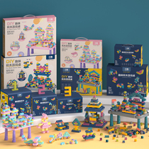 Upright Funny Building Block Table Suit Assembled Diy Large Grain Building Block Table Kindergarten Children Puzzle Toy Birthday Present