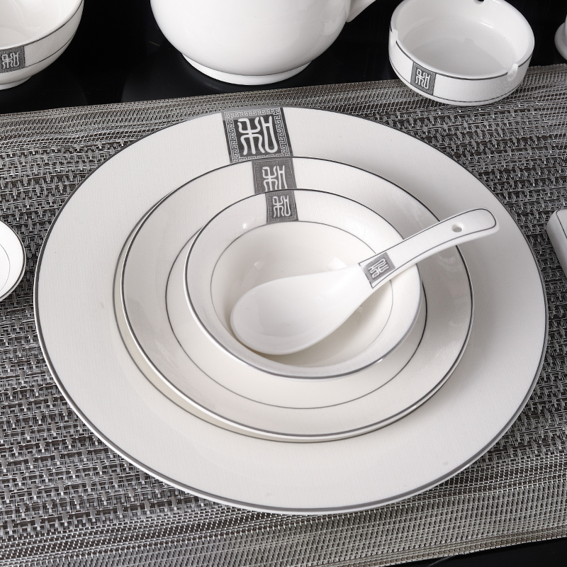 Hotel Restaurant Tableware Ceramic High-End Table Setting Set Hotel-Specific Tableware Three-Piece Set Bowl and Plate Set Four-Piece Set