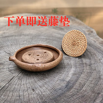  Coarse pottery Chailai Japanese-style dry bubble plate Purple sand pot base Tea ceremony pot mat Tea support round single hole drainage pot support