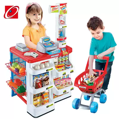 Luxury simulation supermarket business counter combination children's home wine toy set convenience store shelves