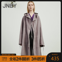 JNBY Jiangnan cloth autumn winter tie texture straight hooded long with long woolen coat 5I9240230