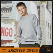 Pomme Peng Horse Youth Autumn New Splice Solid Color Knitting Comfortable Easy to Take Pullover AIB822750