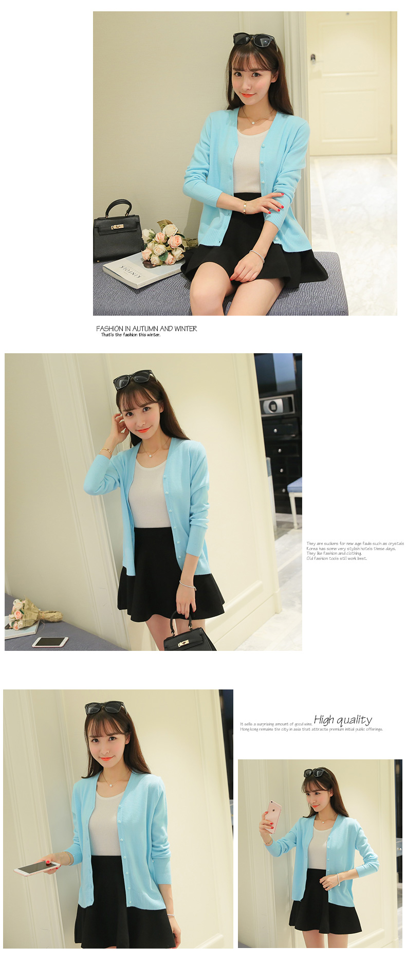 Tình yêu Wo mùa thu Hàn Quốc phiên bản mới của chiếc áo đan len nhỏ mới là mỏng ngắn đan cardigan khăn choàng của phụ nữ áo len áo khoác mỏng áo len tay dài