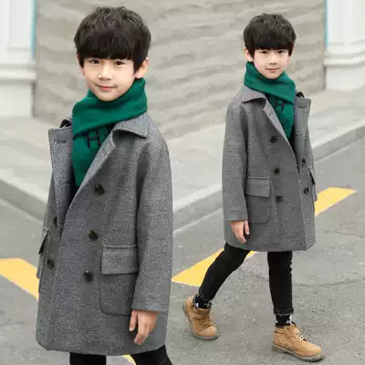 Boy's woolen coat 2021 new autumn and winter clothes in the Big Boy 12 years old thick children's woolen coat boy foreign pie