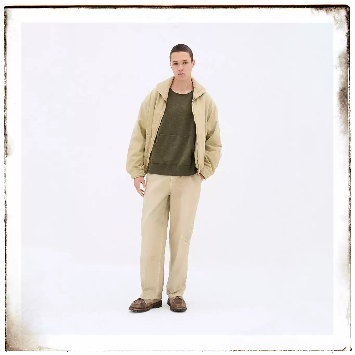 代购VISVIM 25AW EX WIDE CHINO PANTS CRASH破坏休闲裤男士宽松