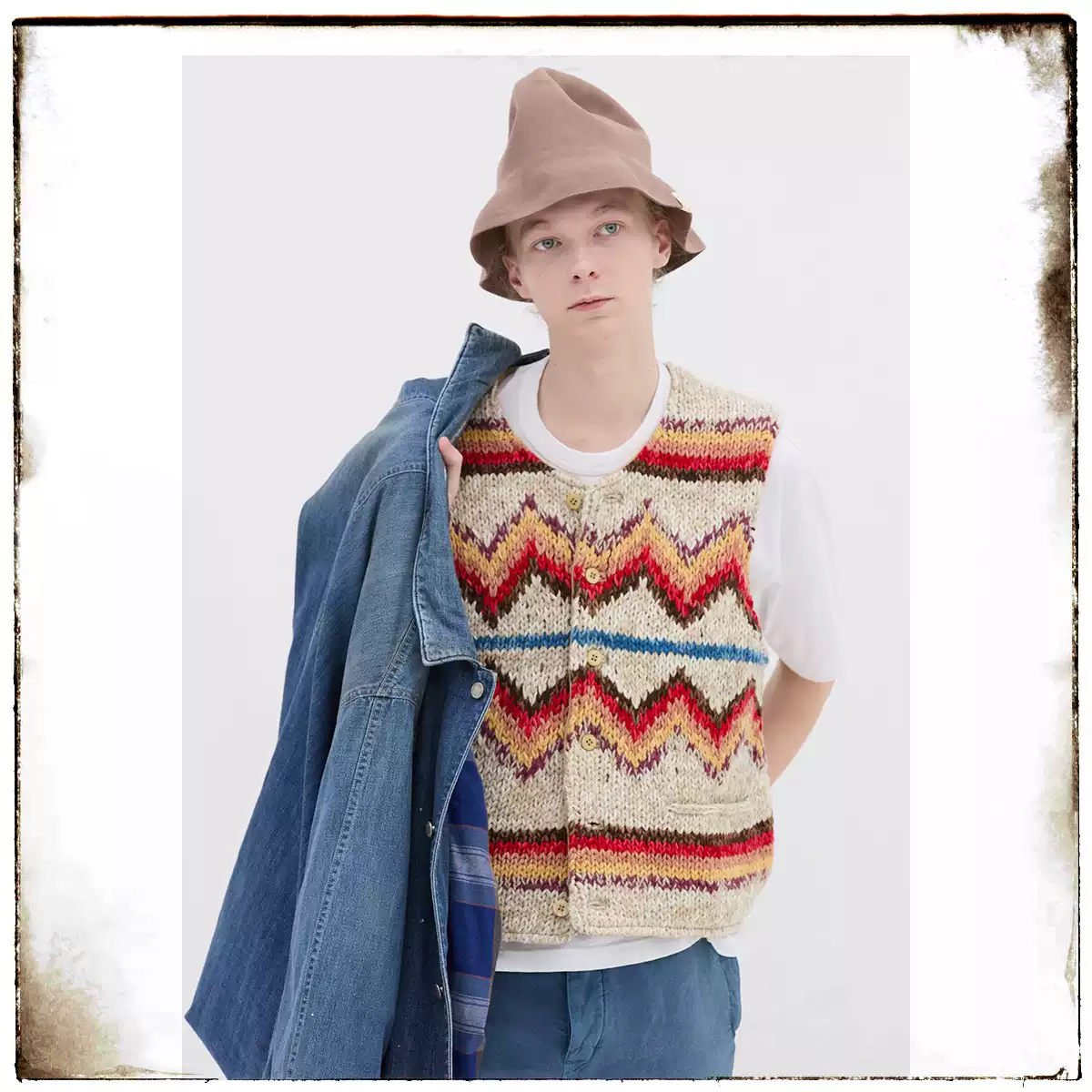 代購VISVIM 25AW HAND KNIT VEST (N.D.)兩面穿馬甲針織真皮天然