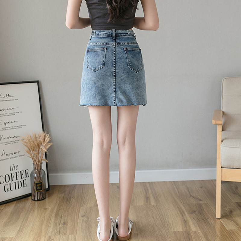 2020 mới của Hàn Quốc phiên bản của vải denim váy thời trang cổ tích cơ thể xây dựng A-từ mỏng váy triều lưng cao