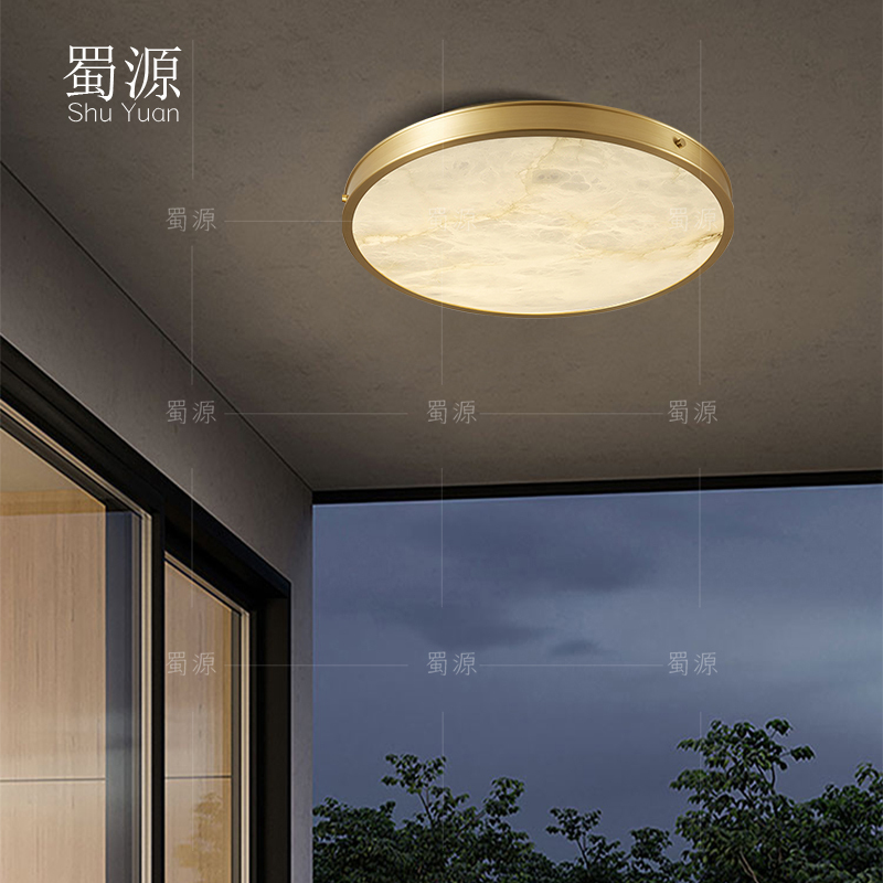 Natural Marble All-Copper Villa Outdoor Ceiling Light Waterproof and Insect-Proof Courtyard Gate Balcony Entrance Foyer Light