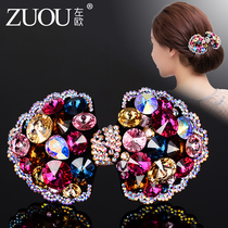 Hairclip bow head jewelry Korean rhinestone high-end atmospheric ponytail top clip hair accessories spring clip Mothers Day gift