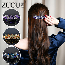 Hairclip clip headdress simple wind rhinestones half-tied hair top clip temperament female spring clip adult hairpin