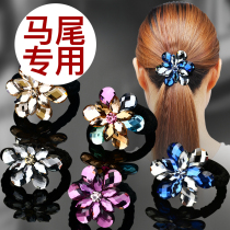 Tie the scalp tendon female Korean version of the meatball head wild rhinestone flower headdress hair circle hair rope head rope head flower hair hair accessories