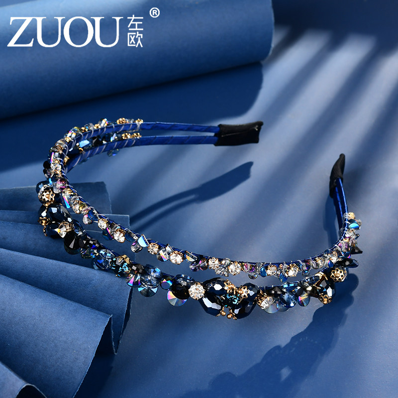 Women's headband, high-end Korean style, new and versatile, rhinestone and crystal thin headband, simple and elegant accessory.
