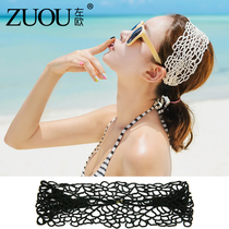 Female hair band Korea Joker cute academic style headgear fabric wide-sided girl heart solid color hollow soft girl headband