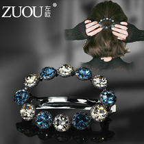 Short hair jewelry headgear adult female semi-tie hair hairclip Crystal clip Korean back of the head simple top clip