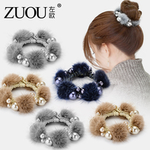 Plush Hairband Korean headdress female hair ball rabbit hair adult simple Terry head rope Korean version of hairy mink hair rope