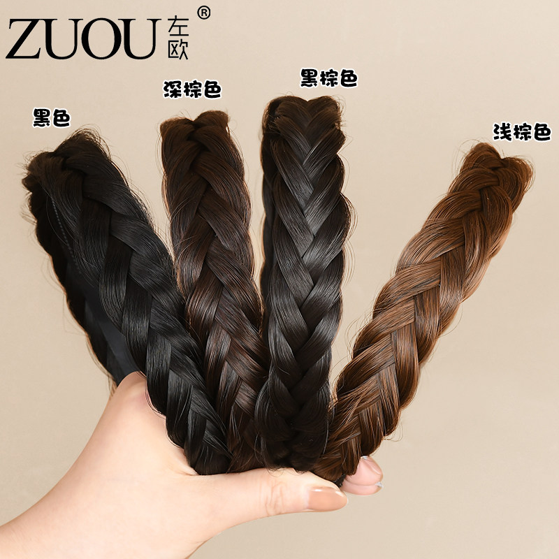 Hemp Flower Braid Wig Hair Stirrup Girl 2023 Netred new integrated braidfish bone braid hairpin haircut hair with head hoop-Taobao