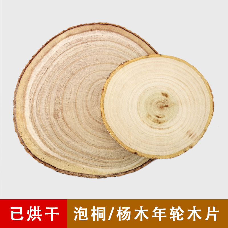Children's diy color painting bark annual ring wood chips solid wood round wood block wood pile poplar paulownia wood hand-painted solid wood board