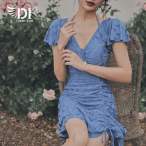 DK2021 new hot spring swimsuit female summer size Korean ins thin belly conservative one-piece dress swimsuit