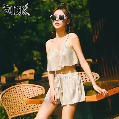 DK swimsuit female student hipster conservative thin cute Japanese girl three-piece two piece ins Net red swimsuit
