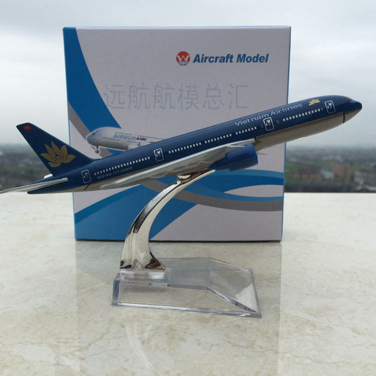 16 cm máy bay hợp kim mẫu Airbus Vietnam Airlines B777-200 mô phỏng tĩnh máy bay chở khách mô hình mô hình bay đồ trang trí mô hình xe container